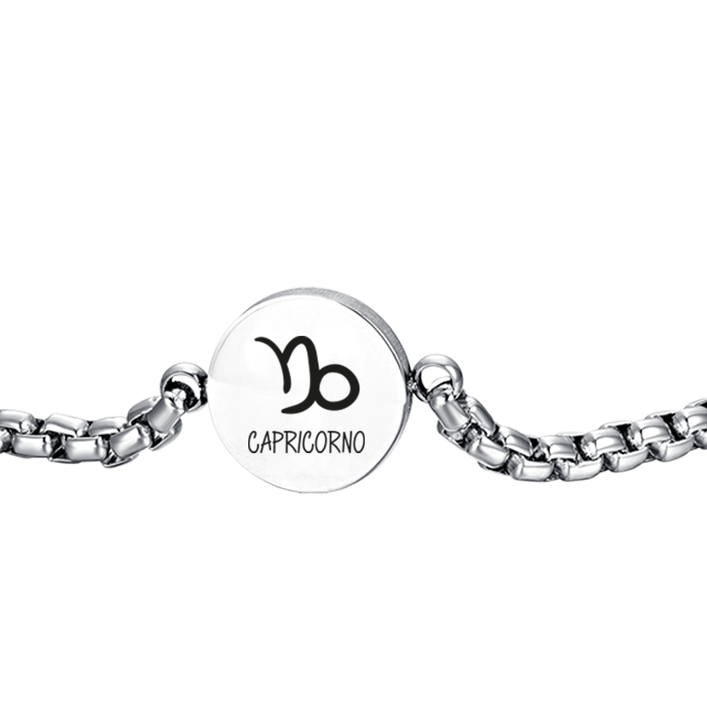 BRACCIALE UOMO IN ACCIAIO SEGNO ZODIACALE CAPRICORNO PIASTRA