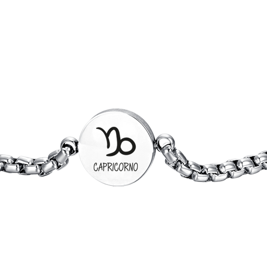 BRACCIALE UOMO IN ACCIAIO SEGNO ZODIACALE CAPRICORNO PIASTRA