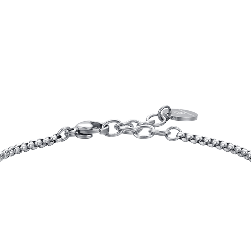 BRACCIALE UOMO IN ACCIAIO ELEMENTO CON ANCORA SILVER E SMALTO NERO