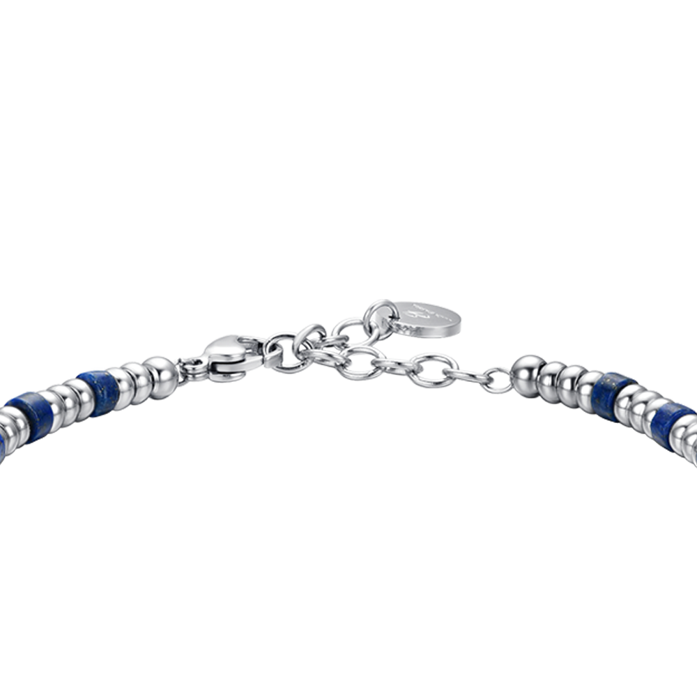 BRACCIALE UOMO IN ACCIAIO CON ELEMENTI SILVER E PIETRE BLU