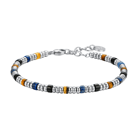 BRACCIALE UOMO IN ACCIAIO CON ELEMENTI SILVER E PIETRE MULTICOLOR