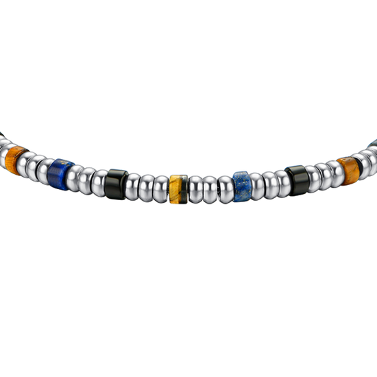 BRACCIALE UOMO IN ACCIAIO CON ELEMENTI SILVER E PIETRE MULTICOLOR