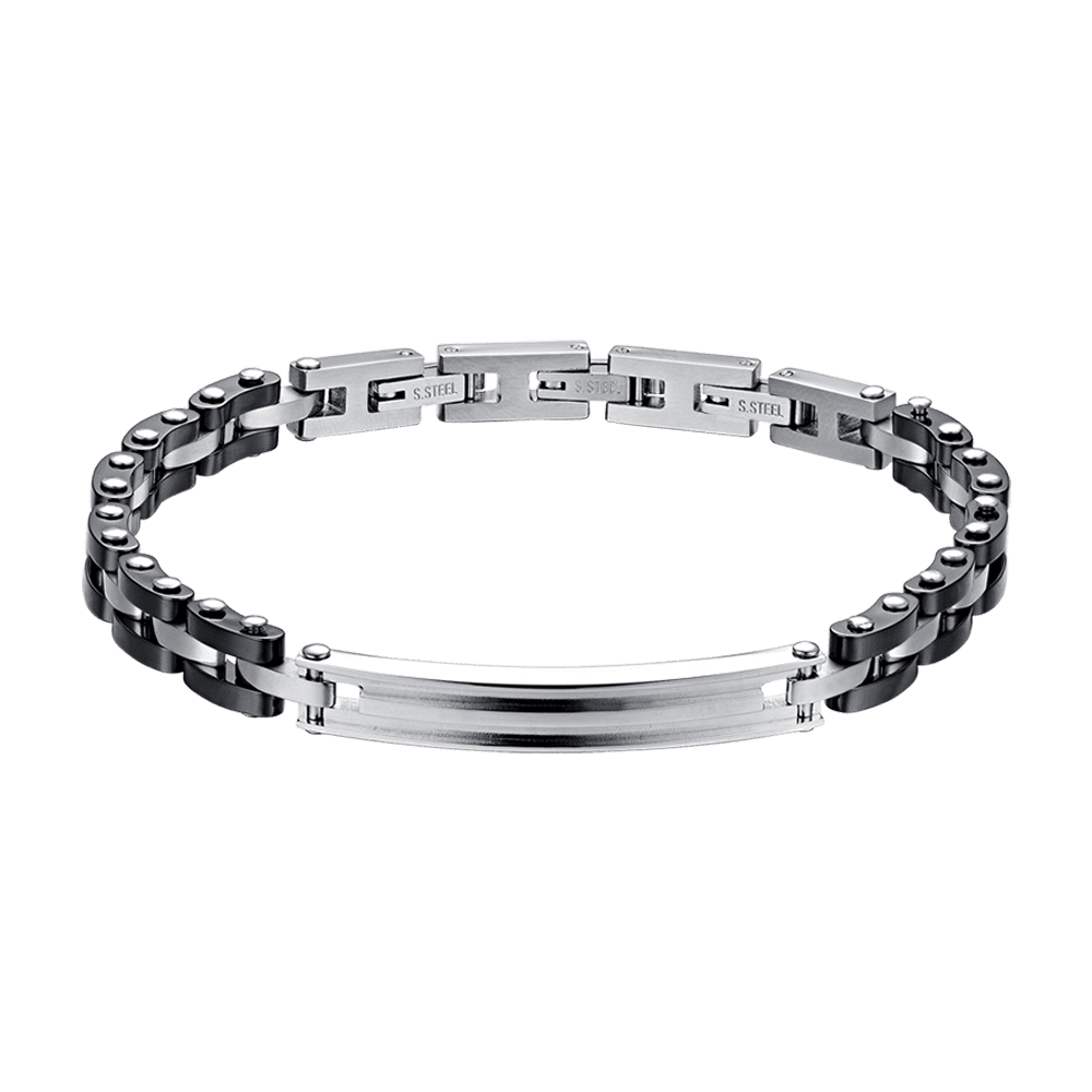 BRACCIALE UOMO IN ACCIAIO CON CERAMICA NERA