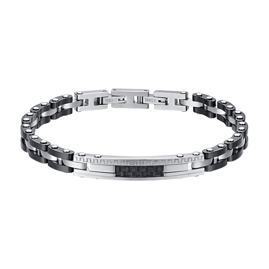 BRACCIALE UOMO IN ACCIAIO CON CERAMICA NERA