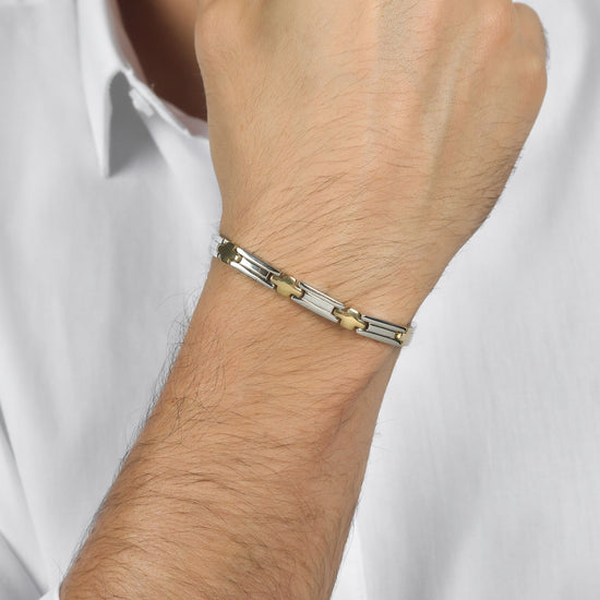 BRACCIALE UOMO IN ACCIAIO CON CROCI IP GOLD