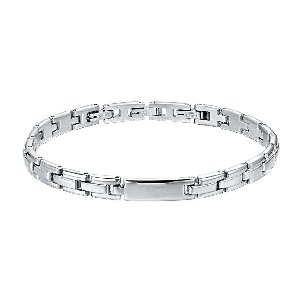 BRACCIALE UOMO IN ACCIAIO CON PIASTRA SILVER