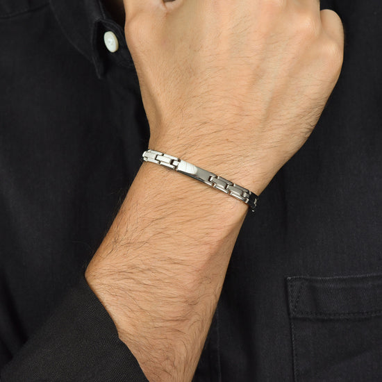 BRACCIALE UOMO IN ACCIAIO CON PIASTRA SILVER