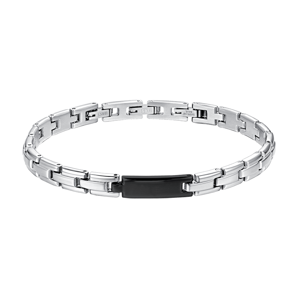 BRACCIALE UOMO IN ACCIAIO CON PIASTRA IP NERO