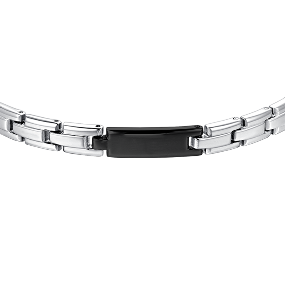 BRACCIALE UOMO IN ACCIAIO CON PIASTRA IP NERO