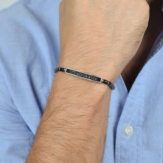 BRACCIALE UOMO IN ACCIAIO TUTTO INIZIA CON UN SOGNO