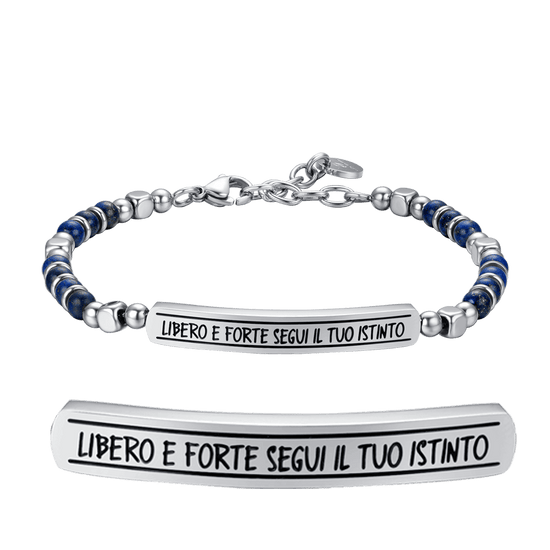 BRACCIALE UOMO IN ACCIAIO LIBERO E FORTE SEGUI IL TUO ISTINTO