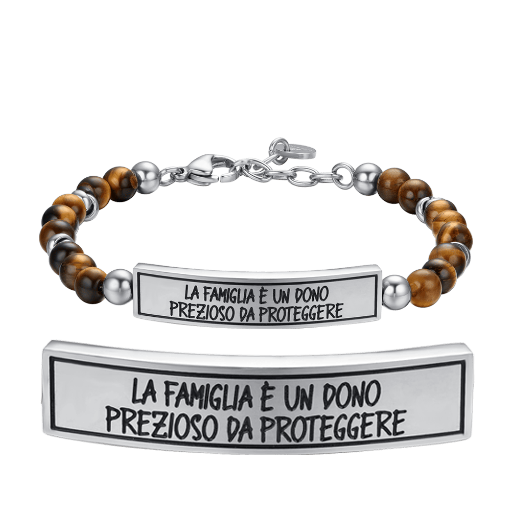 BRACCIALE UOMO IN ACCIAIO LA FAMIGLIA È UN DONO PREZIOSO DA PROTEGGERE