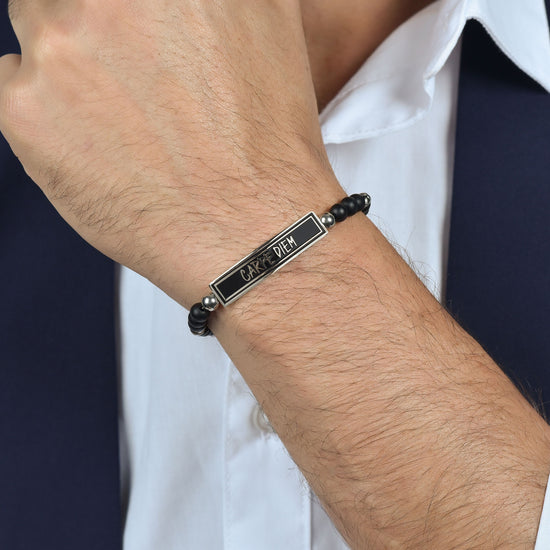 BRACCIALE UOMO IN ACCIAIO CARPE DIEM