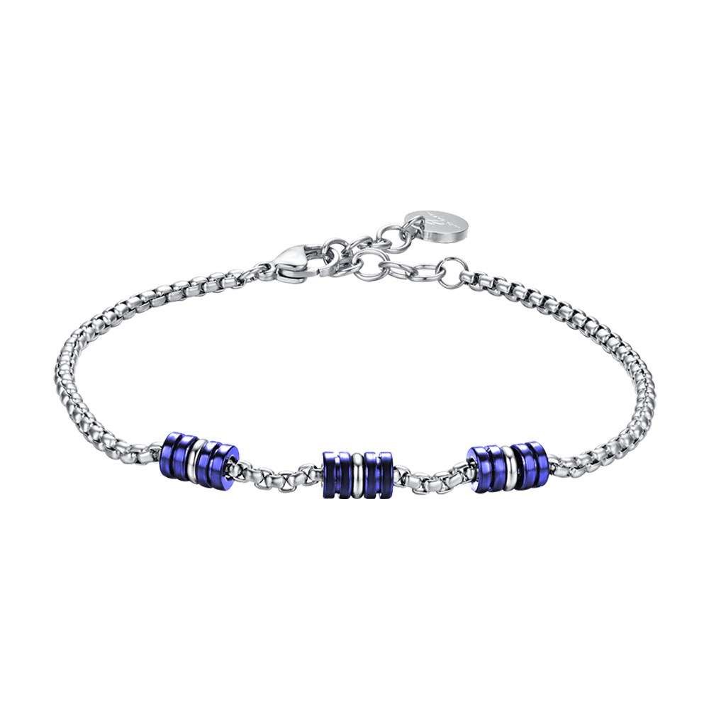 BRACCIALE UOMO IN ACCIAIO CON ELEMENTI IP BLU E SILVER