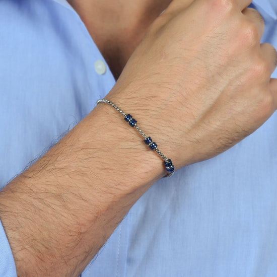 BRACCIALE UOMO IN ACCIAIO CON ELEMENTI IP BLU E SILVER