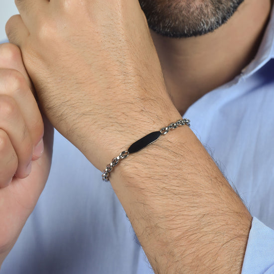 BRACCIALE UOMO IN ACCIAIO CON ELEMENTO IP NERO