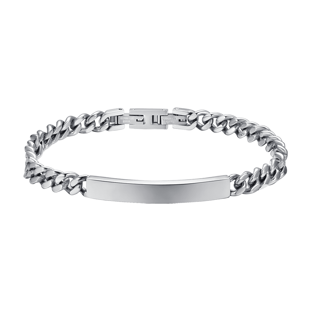 BRACCIALE UOMO IN ACCIAIO CON PIASTRA SILVER