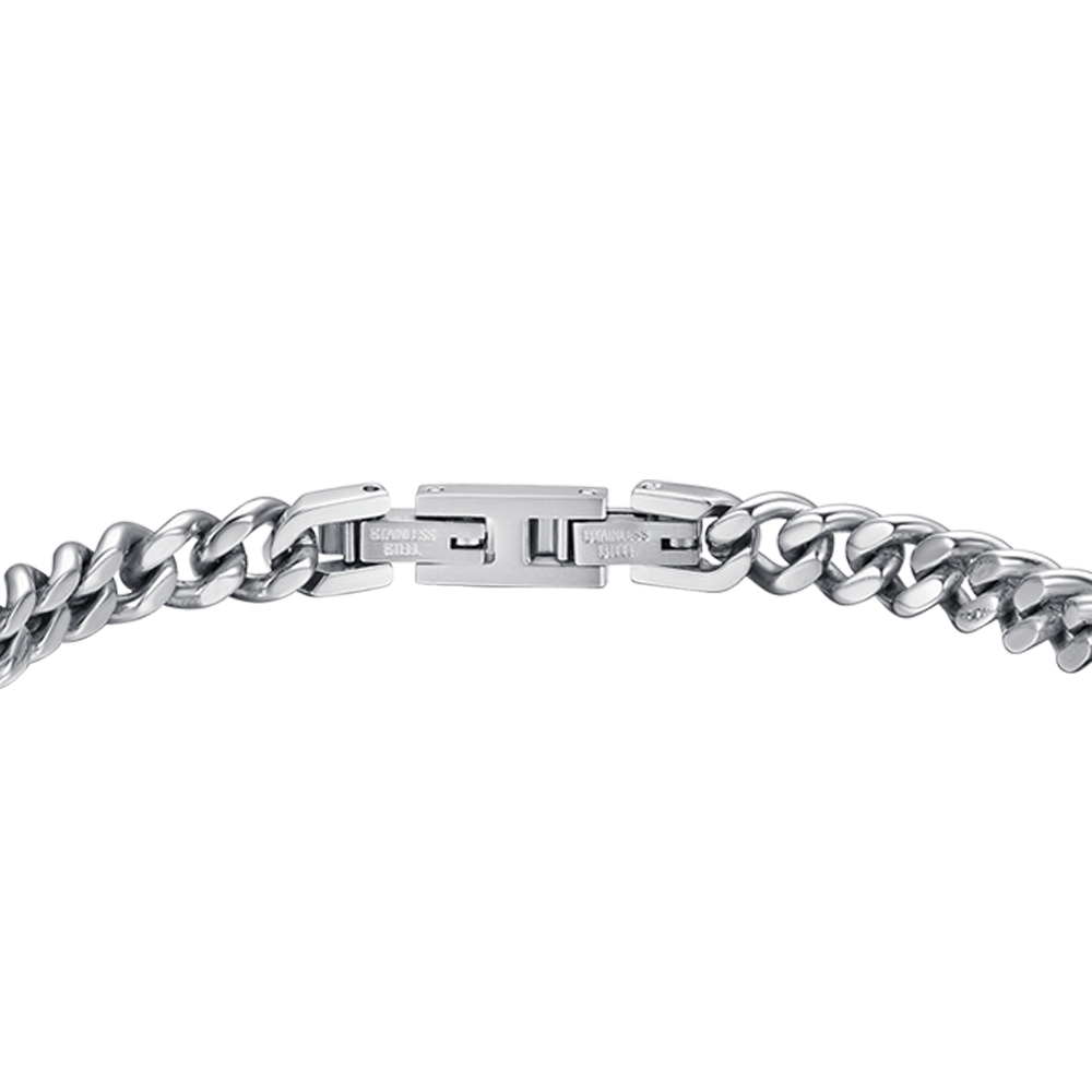 BRACCIALE UOMO IN ACCIAIO CON PIASTRA SILVER IP NERO