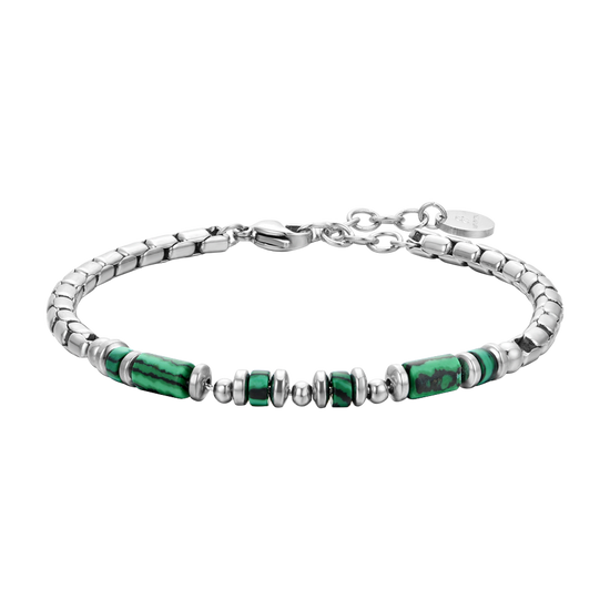 BRACCIALE UOMO IN ACCIAIO MALACHITE VERDE