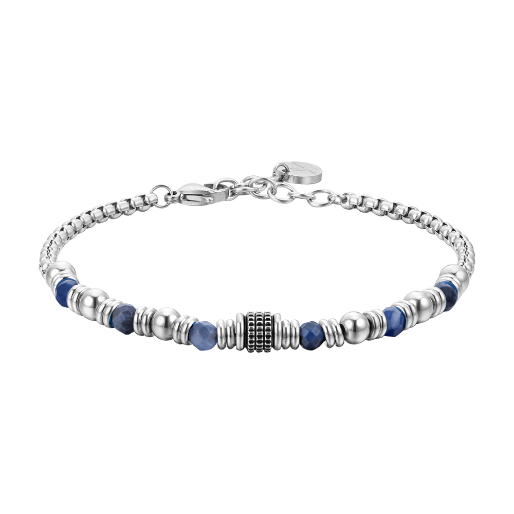 BRACCIALE UOMO IN ACCIAIO SODALITE BLU