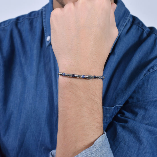 BRACCIALE UOMO IN ACCIAIO SODALITE BLU