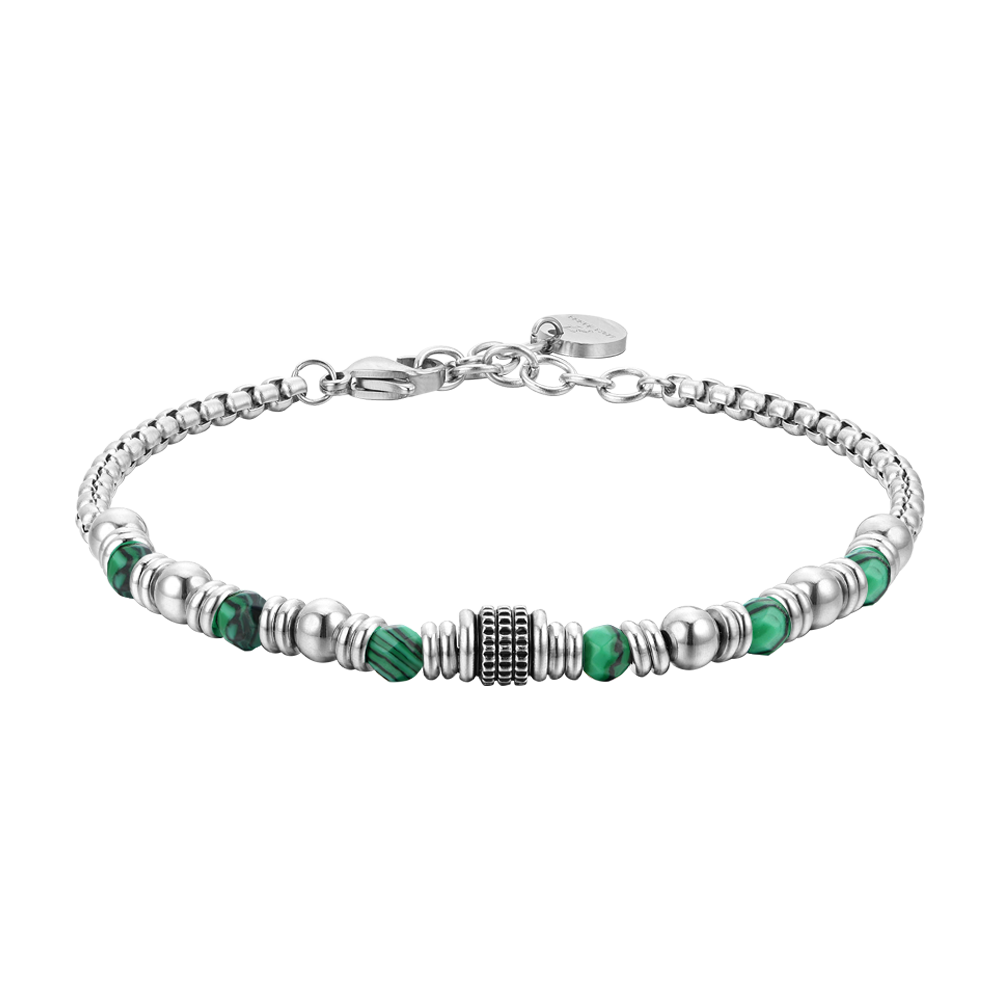 BRACCIALE UOMO IN ACCIAIO MALACHITE VERDE