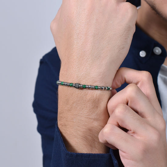 BRACCIALE UOMO IN ACCIAIO MALACHITE VERDE