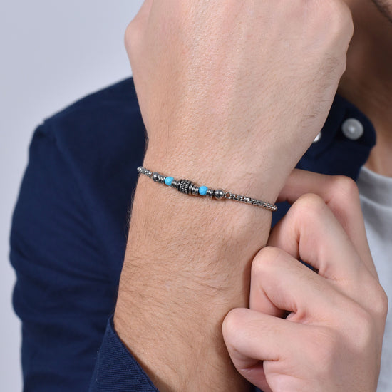 BRACCIALE UOMO IN ACCIAIO PIETRE TURCHESI