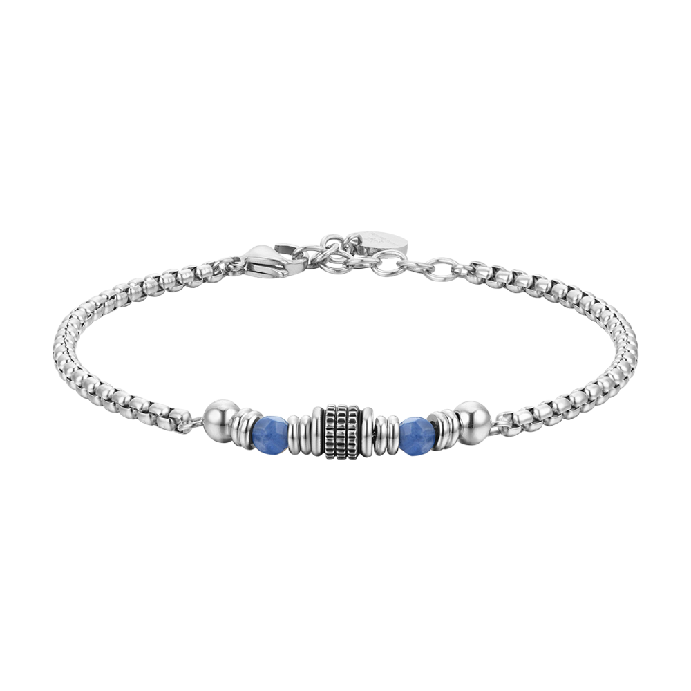 BRACCIALE UOMO IN ACCIAIO SODALITE BLU