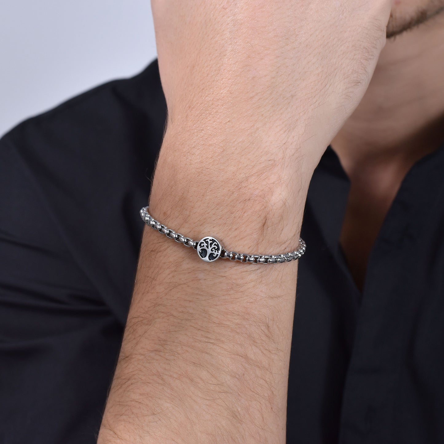 BRACCIALE UOMO IN ACCIAIO ALBERO DELLA VITA