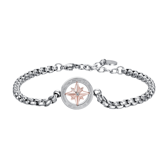 BRACCIALE UOMO IN ACCIAIO CON ROSA DEI VENTI IP ROSE