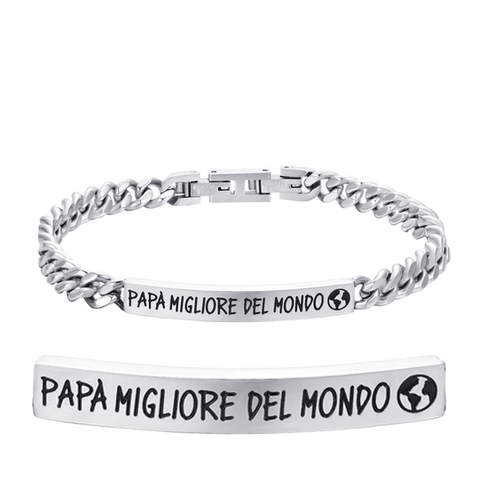 BRACCIALE UOMO IN ACCIAIO PAPA' MIGLIORE DEL MONDO