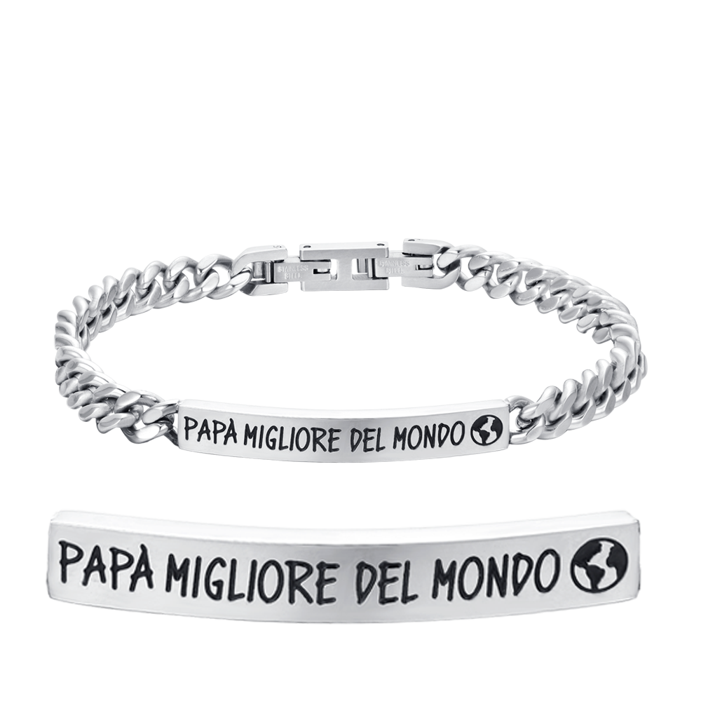 BRACCIALE UOMO IN ACCIAIO PAPA' MIGLIORE DEL MONDO