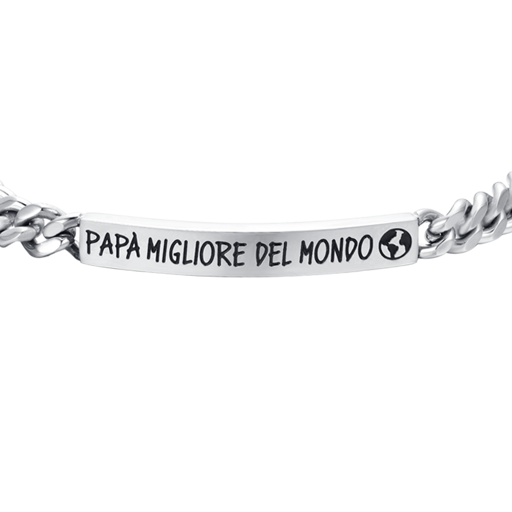 BRACCIALE UOMO IN ACCIAIO PAPA' MIGLIORE DEL MONDO