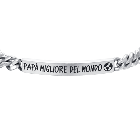 BRACCIALE UOMO IN ACCIAIO PAPA' MIGLIORE DEL MONDO