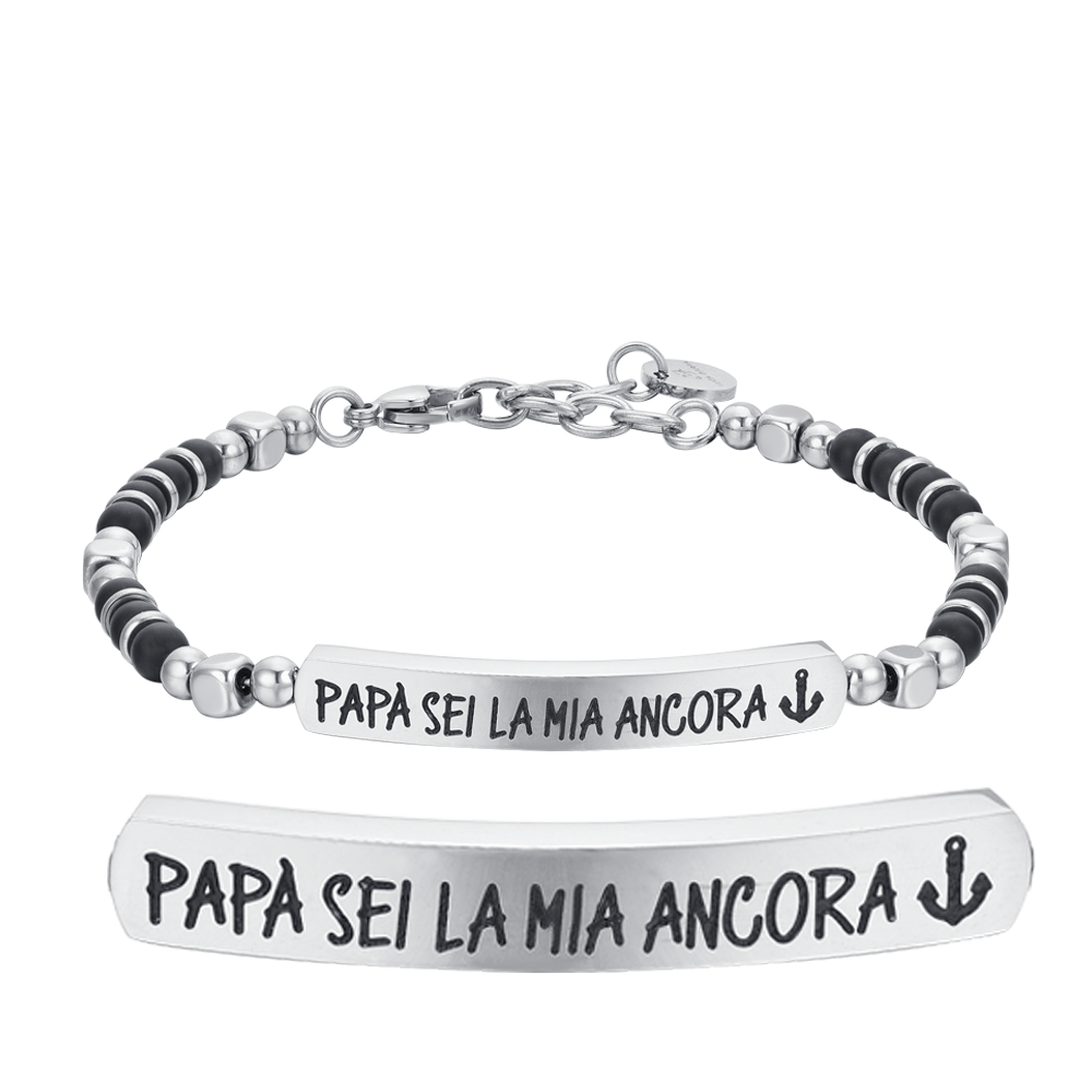 BRACCIALE UOMO IN ACCIAIO PAPA' SEI LA MIA ANCORA