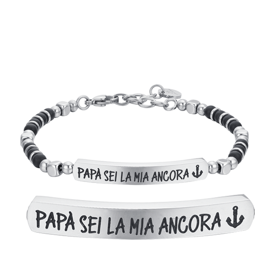 BRACCIALE UOMO IN ACCIAIO PAPA' SEI LA MIA ANCORA