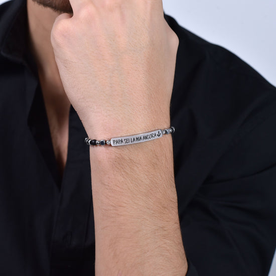 BRACCIALE UOMO IN ACCIAIO PAPA' SEI LA MIA ANCORA