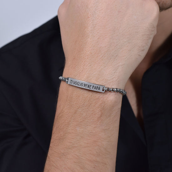 BRACCIALE UOMO IN ACCIAIO TI VOGLIO BENE PAPA'