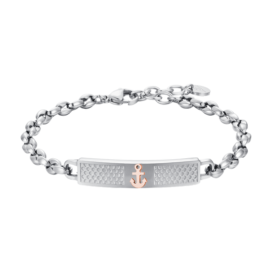 BRACCIALE UOMO IN ACCIAIO CON ANCORA IP ROSE