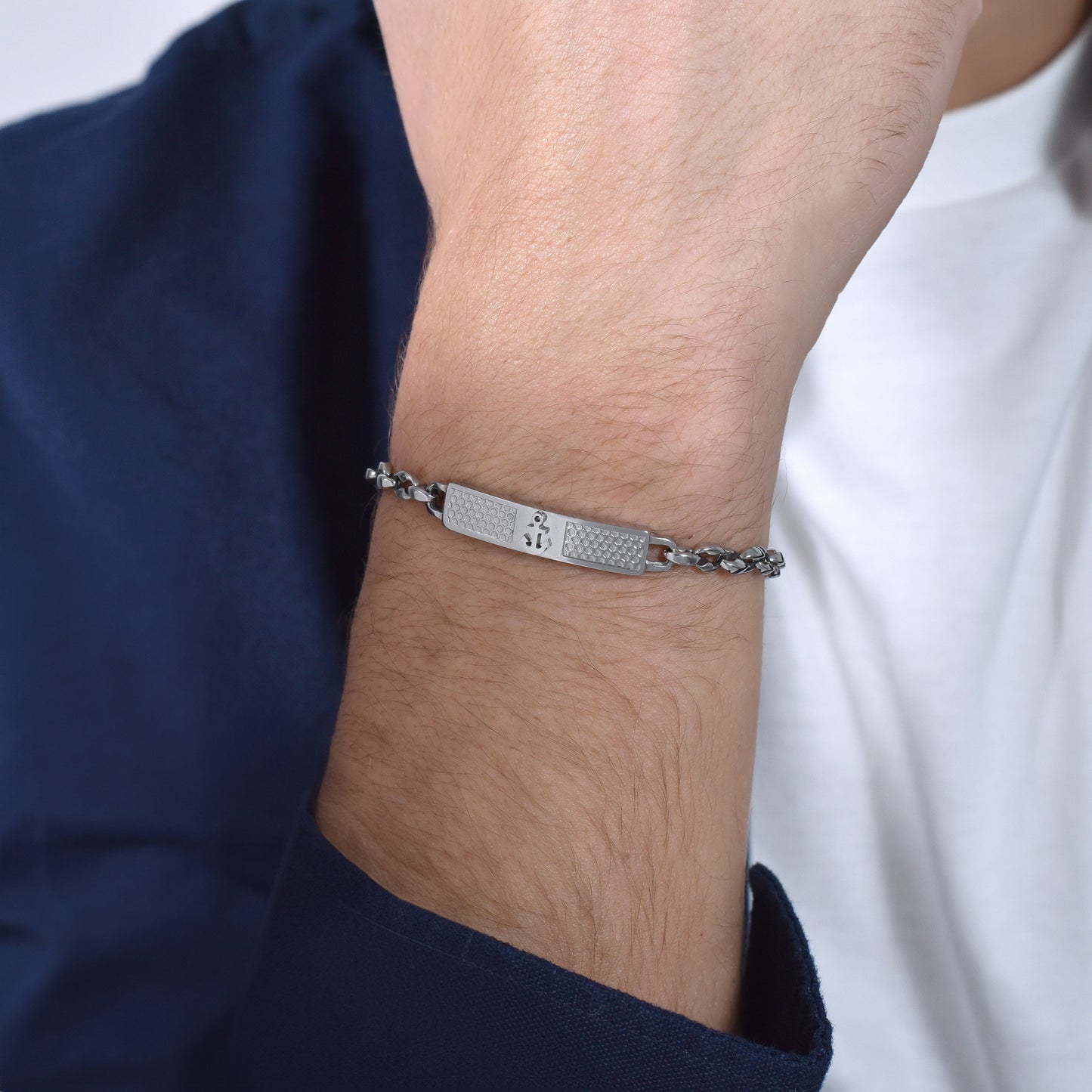 BRACCIALE UOMO IN ACCIAIO CON ANCORA IP ROSE