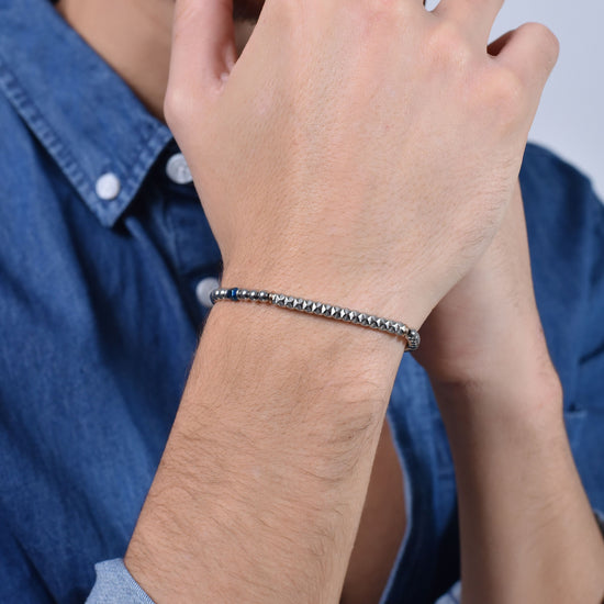 BRACCIALE UOMO IN ACCIAIO EMATITE BLU