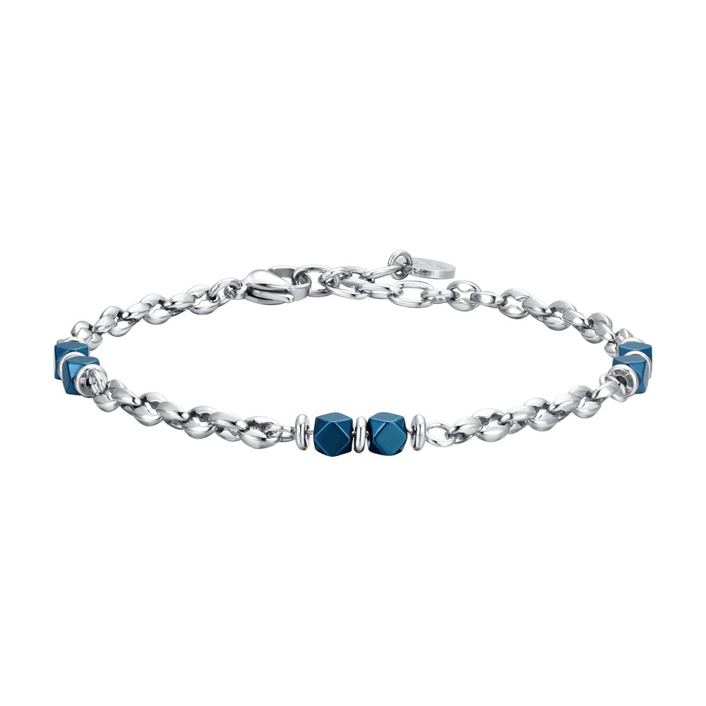 BRACCIALE UOMO IN ACCIAIO EMATITE BLU