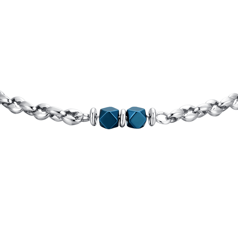 BRACCIALE UOMO IN ACCIAIO EMATITE BLU