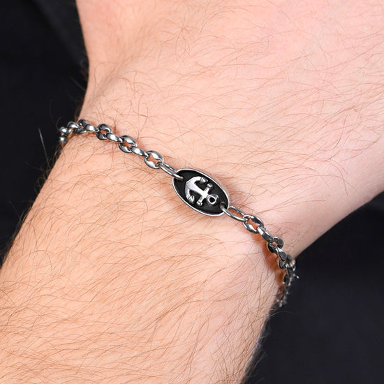 BRACCIALE UOMO IN ACCIAIO CON ANCORA