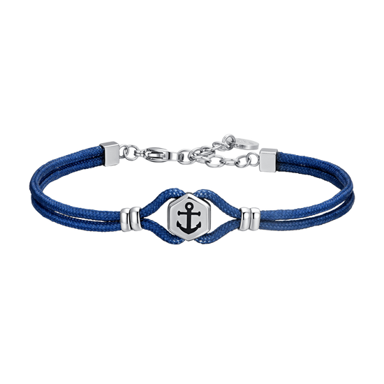 BRACCIALE UOMO IN CORDA BLU E ANCORA