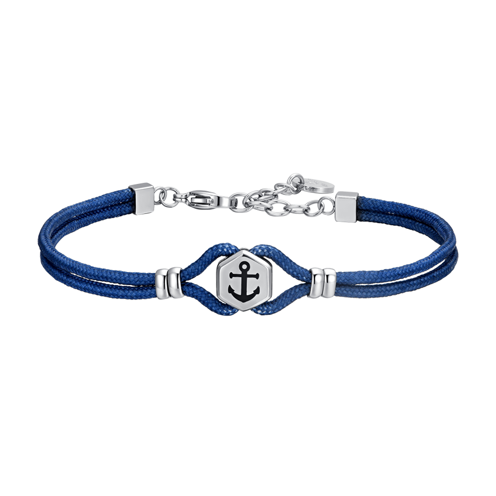 BRACCIALE UOMO IN CORDA BLU E ANCORA