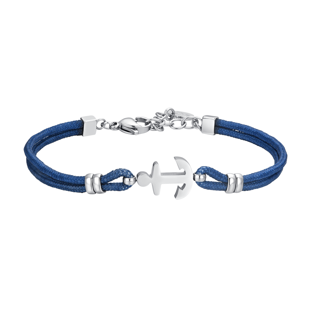 BRACCIALE UOMO IN CORDA BLU E ANCORA