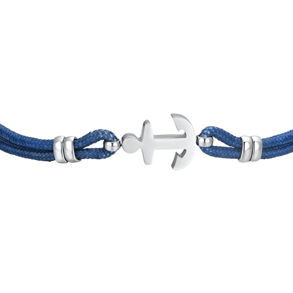 BRACCIALE UOMO IN CORDA BLU E ANCORA