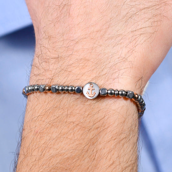 BRACCIALE UOMO IN ACCIAIO ANCORA IP ROSE GOLD